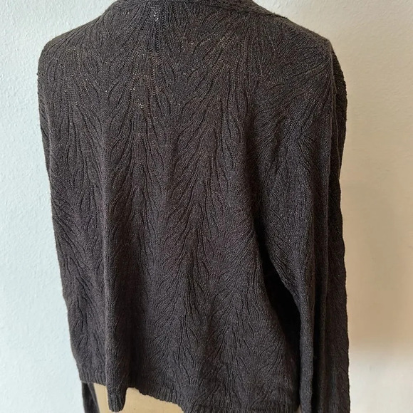 Eileen Fisher XL brown knit cardigan open front beautiful weave great condition - Picture 4 of 8